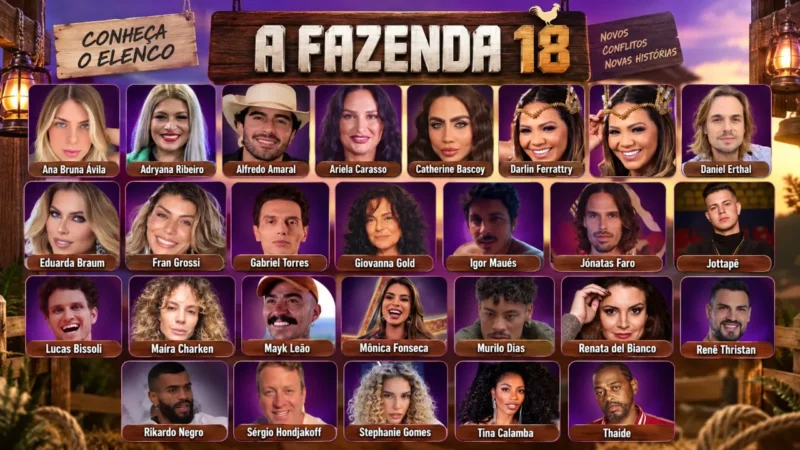 A Fazenda 2026: conheça o elenco completo e as novidades da 18ª temporada